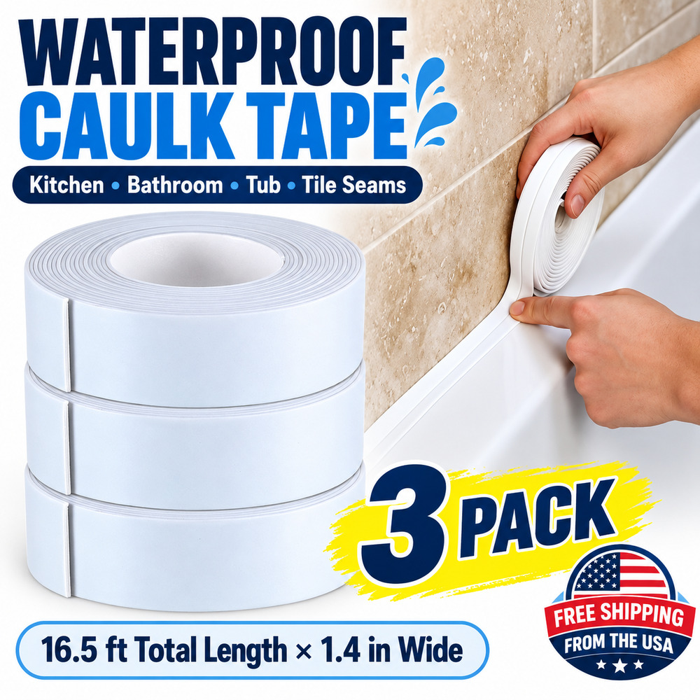 Waterproof Caulk Tape For Kitchen/Bathroom/Tub/Tile Seam 3 Pack 5.5ft x 1.4"